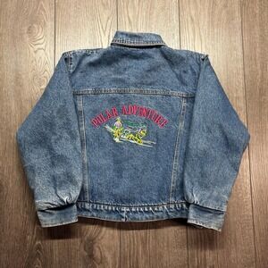 Vintage Polar Adventure 1990s Denim Jean Jacket Extra Small Embroidered Dog Sled